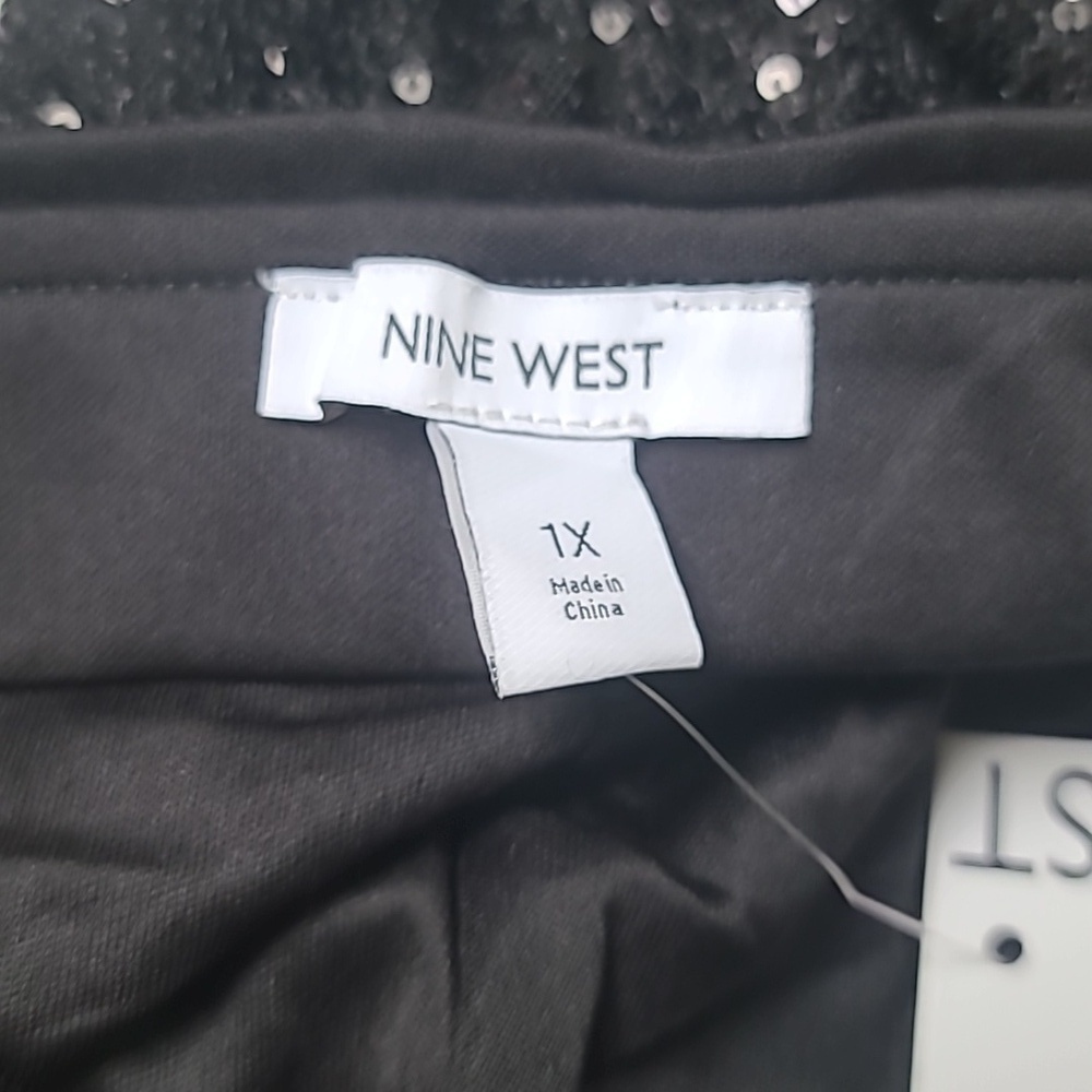 Nine West Sequin Wide Leg Stretch Pant Black - Picture 8 of 10